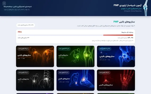 نمای بخش آزمون PMP در سامانه
